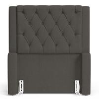 Cabeceira E Calçadeira Báu Solteiro Atena 90cm Capitonê Linho Cacau - Desk Design