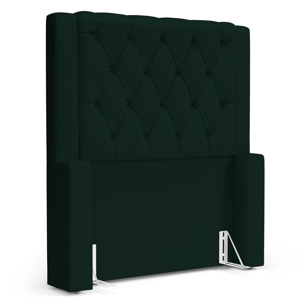 Cabeceira Atena Para Cama Box Solteiro 90cm Capitonê Com Frame Veludo Verde Escuro - Desk Design - 1