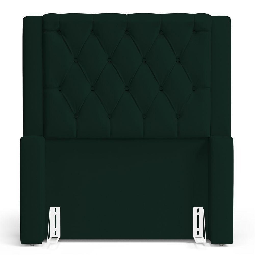 Cabeceira Atena Para Cama Box Solteiro 90cm Capitonê Com Frame Veludo Verde Escuro - Desk Design - 4