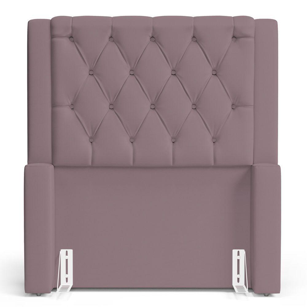 Cabeceira Atena Para Cama Box Solteiro 90cm Capitonê Com Frame Veludo Rosê - Desk Design - 6