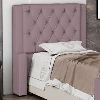 Cabeceira Atena Para Cama Box Solteiro 90cm Capitonê Com Frame Veludo Rosê - Desk Design - 5
