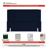 Cabeceira Atena Para Cama Box Queen Size 160cm Capitonê Com Frame Suede Azul Marinho - Desk Design - 3