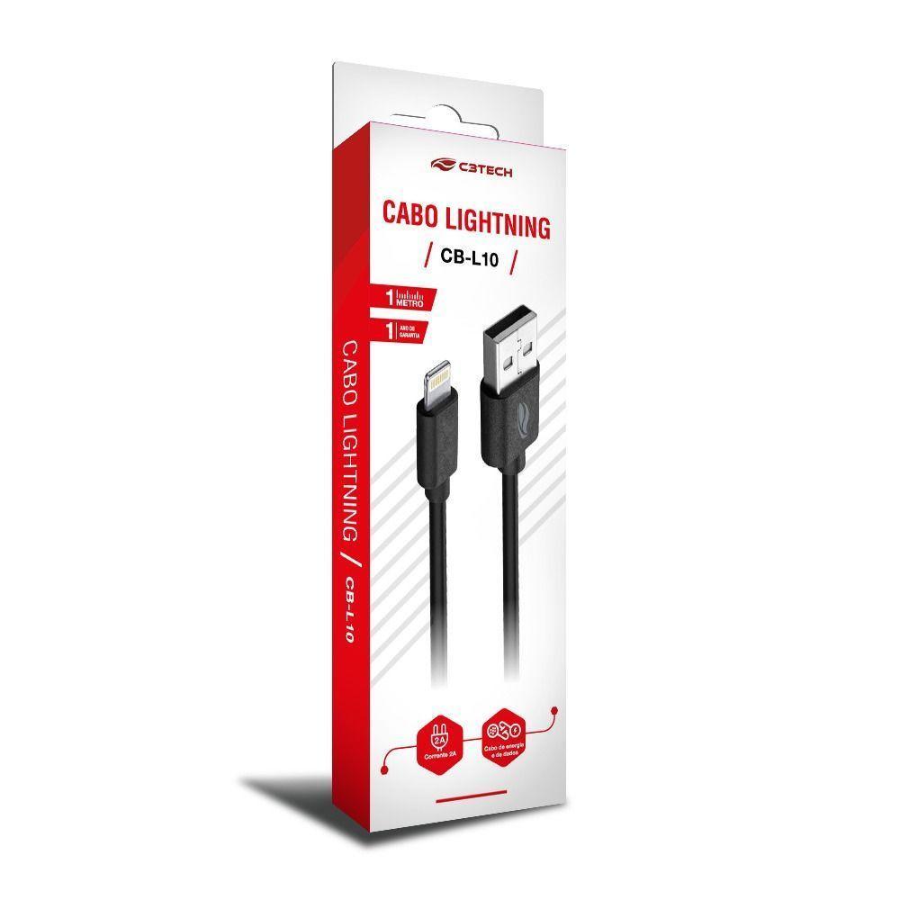 Cabo Usb-ligthtning 1m 2a Cb-l10bk C3tech - 1