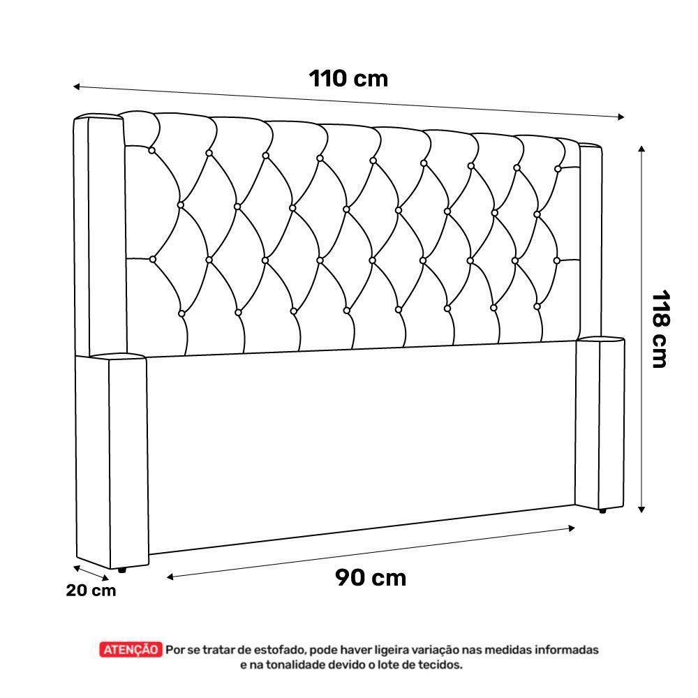 Cabeceira Atena Para Cama Box Solteiro 90cm Capitonê Com Frame Linho Cinza Escuro - Desk Design - 6