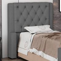 Cabeceira Atena Para Cama Box Solteiro 90cm Capitonê Com Frame Linho Cinza Escuro - Desk Design - 5