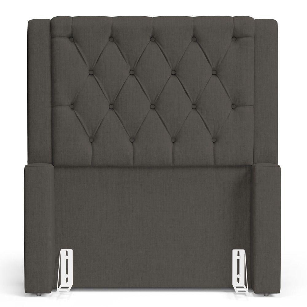 Cabeceira Atena Para Cama Box Solteiro 90cm Capitonê Com Frame Linho Cacau - Desk Design - 4