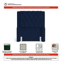 Cabeceira Atena Para Cama Box Solteiro 90cm Capitonê Com Frame Suede Azul Marinho - Desk Design - 2