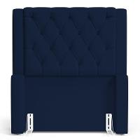 Cabeceira Atena Para Cama Box Solteiro 90cm Capitonê Com Frame Suede Azul Marinho - Desk Design - 3