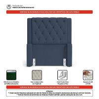 Cabeceira Atena Para Cama Box Solteiro 90cm Capitonê Com Frame Linho Azul - Desk Design - 2