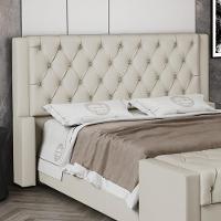 Cabeceira Atena Para Cama Box Casal Padrão 140cm Capitonê Com Frame Sintético Bege - Desk Design
