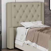 Cabeceira Atena Para Cama Box Solteiro 90cm Capitonê Com Frame Veludo Bege - Desk Design - 5