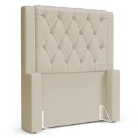 Cabeceira Atena Para Cama Box Solteiro 90cm Capitonê Com Frame Suede Bege Claro - Desk Design - 1