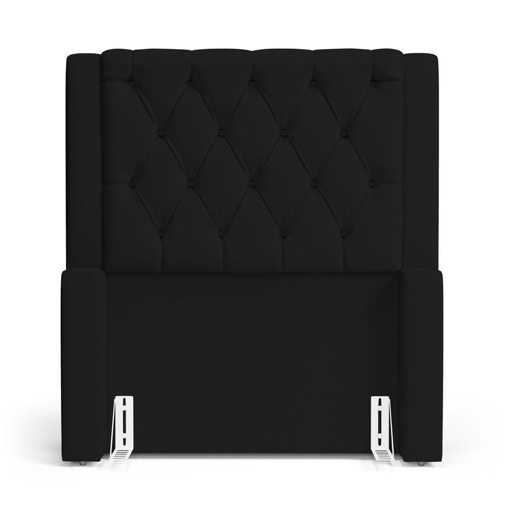 Cabeceira Atena Para Cama Box Solteiro 90cm Capitonê Com Frame Suede Preto - Desk Design - 3