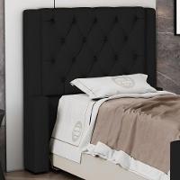 Cabeceira Atena Para Cama Box Solteiro 90cm Capitonê Com Frame Suede Preto - Desk Design