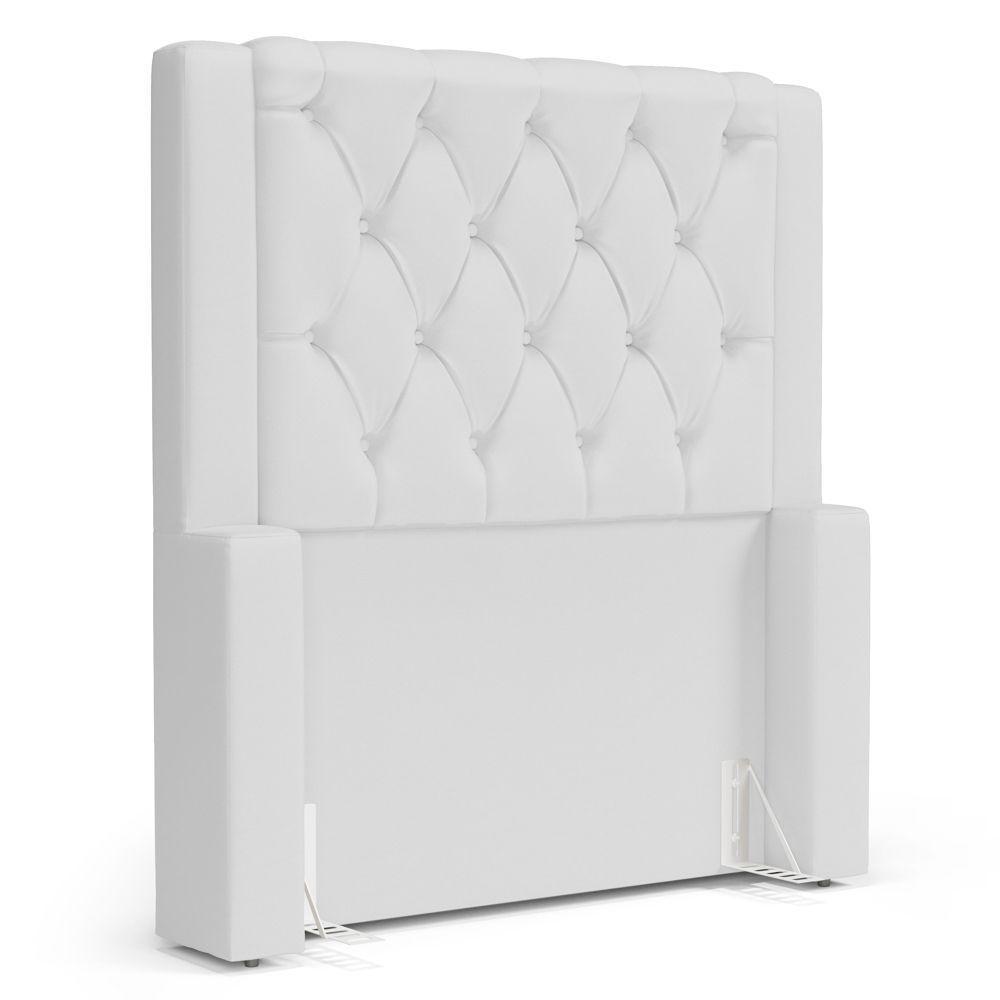 Cabeceira Atena Para Cama Box Solteiro 90cm Capitonê Com Frame Sintético Branco - Desk Design - 1