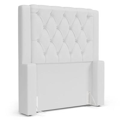 Cabeceira Atena Para Cama Box Solteiro 90cm Capitonê Com Frame Sintético Branco - Desk Design