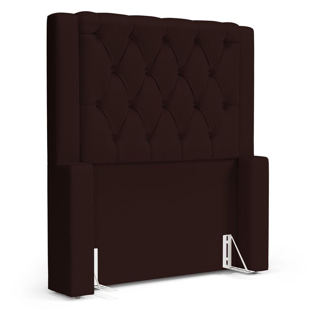 Cabeceira Atena Para Cama Box Solteiro 90cm Capitonê Com Frame Sintético Marrom - Desk Design - 1