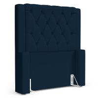 Cabeceira Atena Para Cama Box Solteiro 90cm Capitonê Com Frame Veludo Azul Marinho - Desk Design - 1