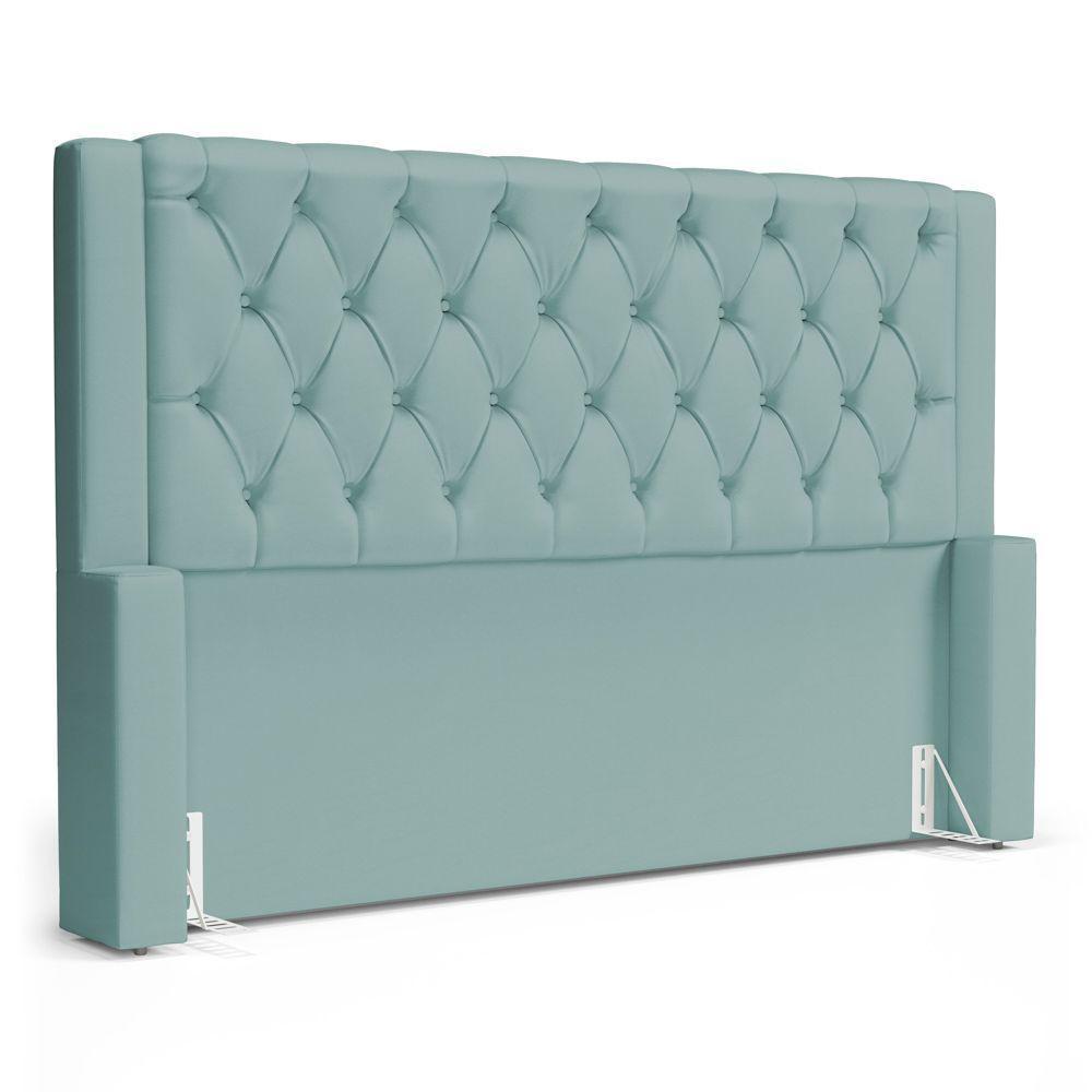 Cabeceira Atena Para Cama Box King Size 195cm Capitonê Com Frame Veludo Acqua - Desk Design - 1