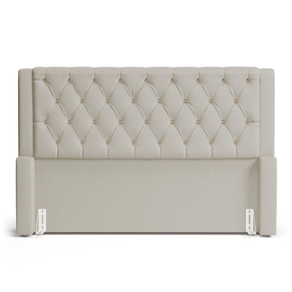 Cabeceira Atena Para Cama Box King Size 195cm Capitonê Com Frame Sintético Bege - Desk Design - 3