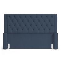 Cabeceira Atena Para Cama Box Queen Size 160cm Capitonê Com Frame Linho Azul - Desk Design - 5