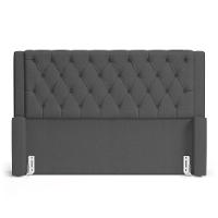 Cabeceira Atena Para Cama Box King Size 195cm Capitonê Com Frame Linho Cinza Escuro - Desk Design - 5