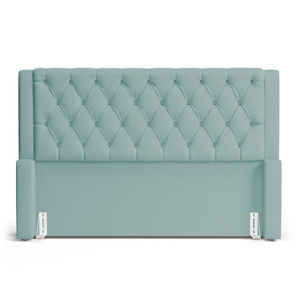 Cabeceira Atena Para Cama Box Queen Size 160cm Capitonê Com Frame Veludo Acqua - Desk Design - 5