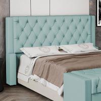 Cabeceira Atena Para Cama Box Queen Size 160cm Capitonê Com Frame Veludo Acqua - Desk Design - 6