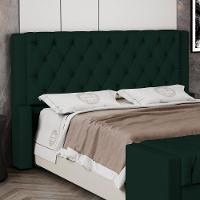 Cabeceira Atena Para Cama Box Queen Size 160cm Capitonê Com Frame Veludo Verde Escuro - Desk Design - 6