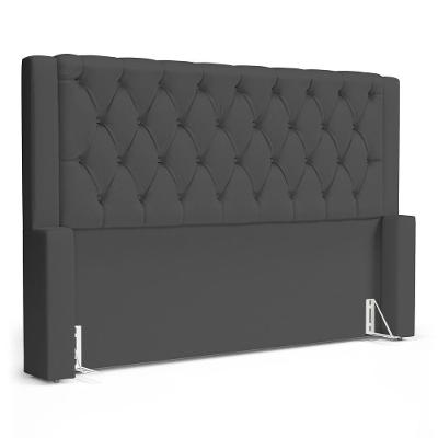 Cabeceira Atena Para Cama Box King Size 195cm Capitonê Com Frame Suede Cinza - Desk Design