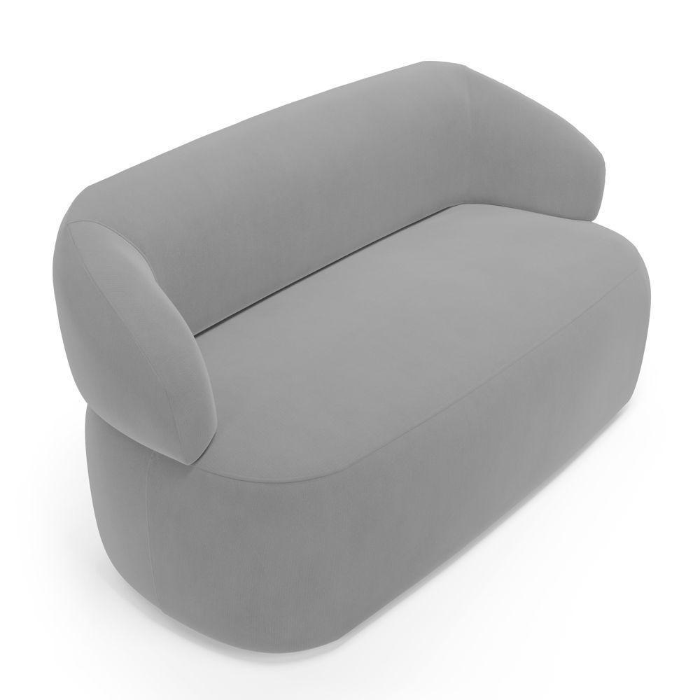 Kit 02 Poltronas Giratória E 01 Sofá Orgânico Glee 03 Lugares 170cm Veludo Cinza - Desk Design - 4