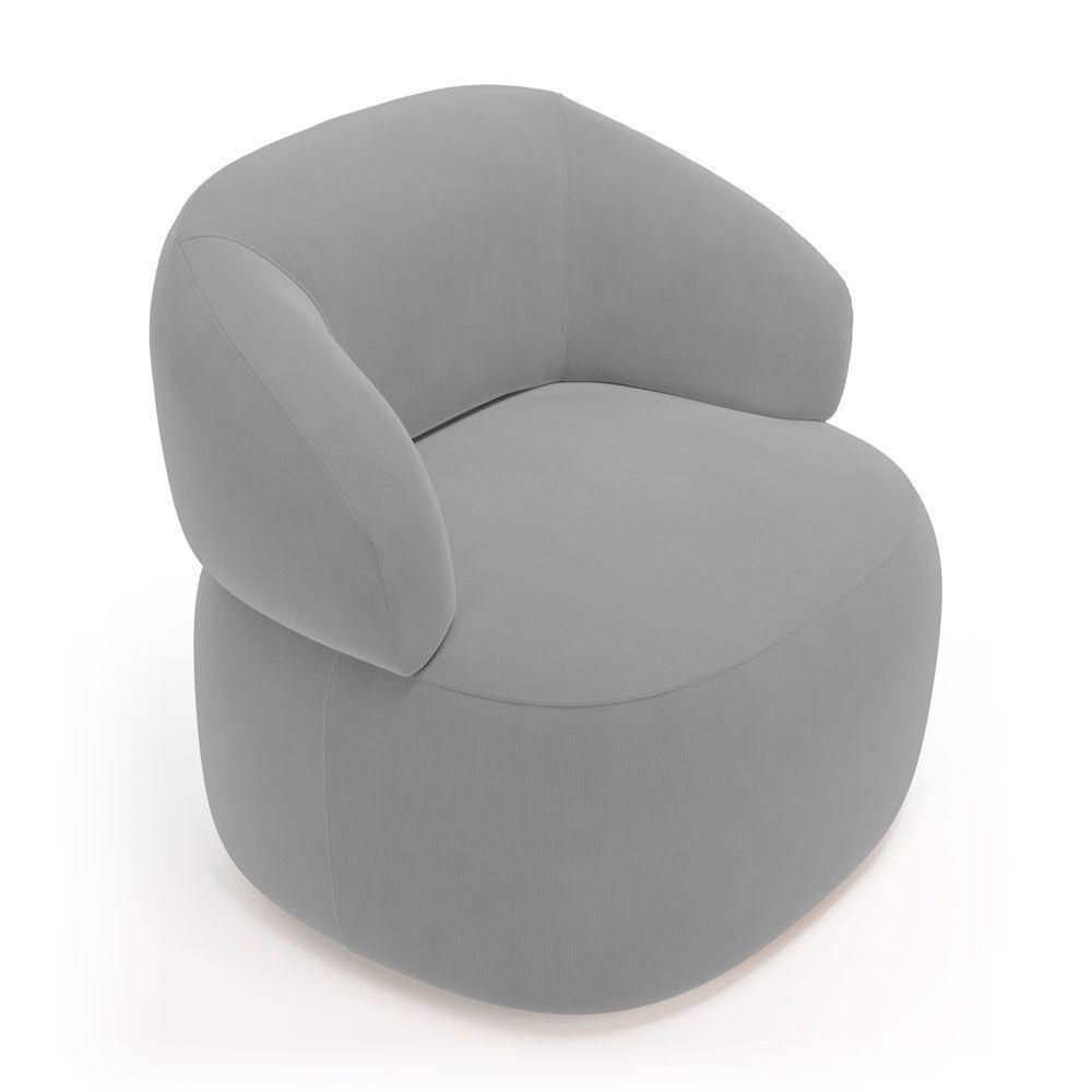 Kit 02 Poltronas Giratória E 01 Sofá Orgânico Glee 03 Lugares 170cm Veludo Cinza - Desk Design - 5