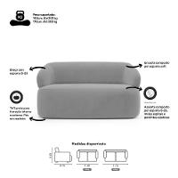 Kit 02 Poltronas Giratória E 01 Sofá Orgânico Glee 02 Lugares 140cm Veludo Cinza - Desk Design - 5