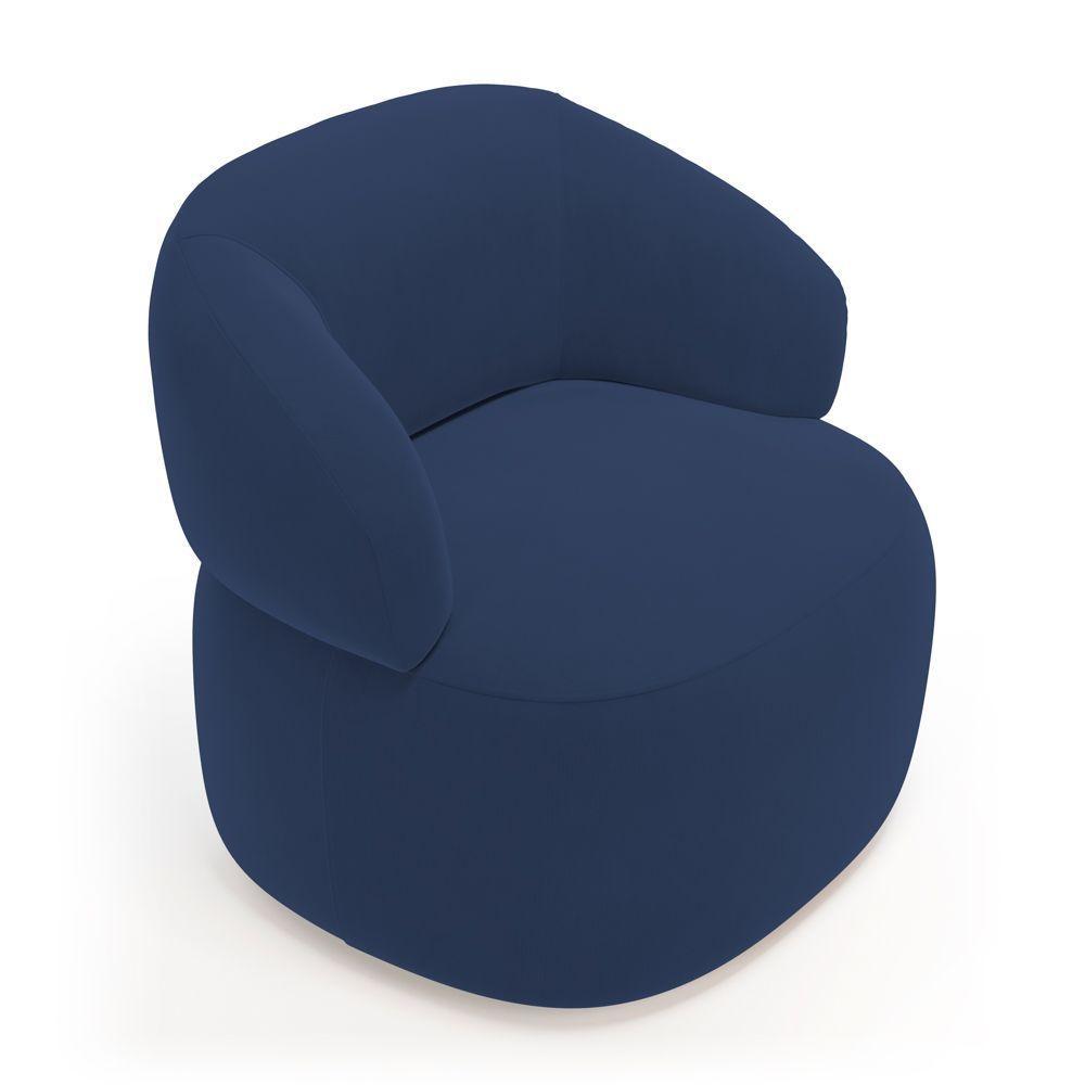 Kit 02 Poltronas Giratória E 01 Sofá Orgânico Glee 02 Lugares 140cm Veludo Azul Marinho Desk Design - 3