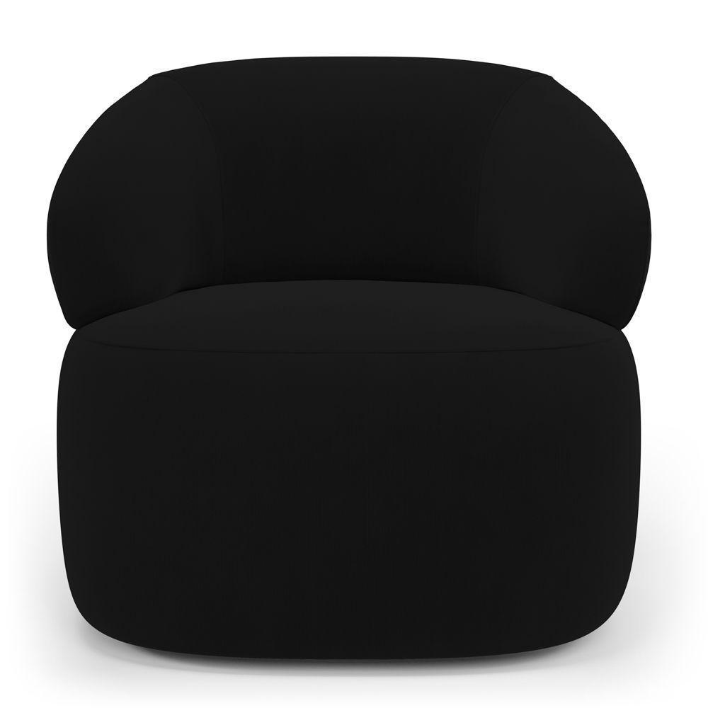 Kit 02 Poltronas Giratória E 01 Sofá Orgânico Glee 02 Lugares 140cm Veludo Preto - Desk Design - 6