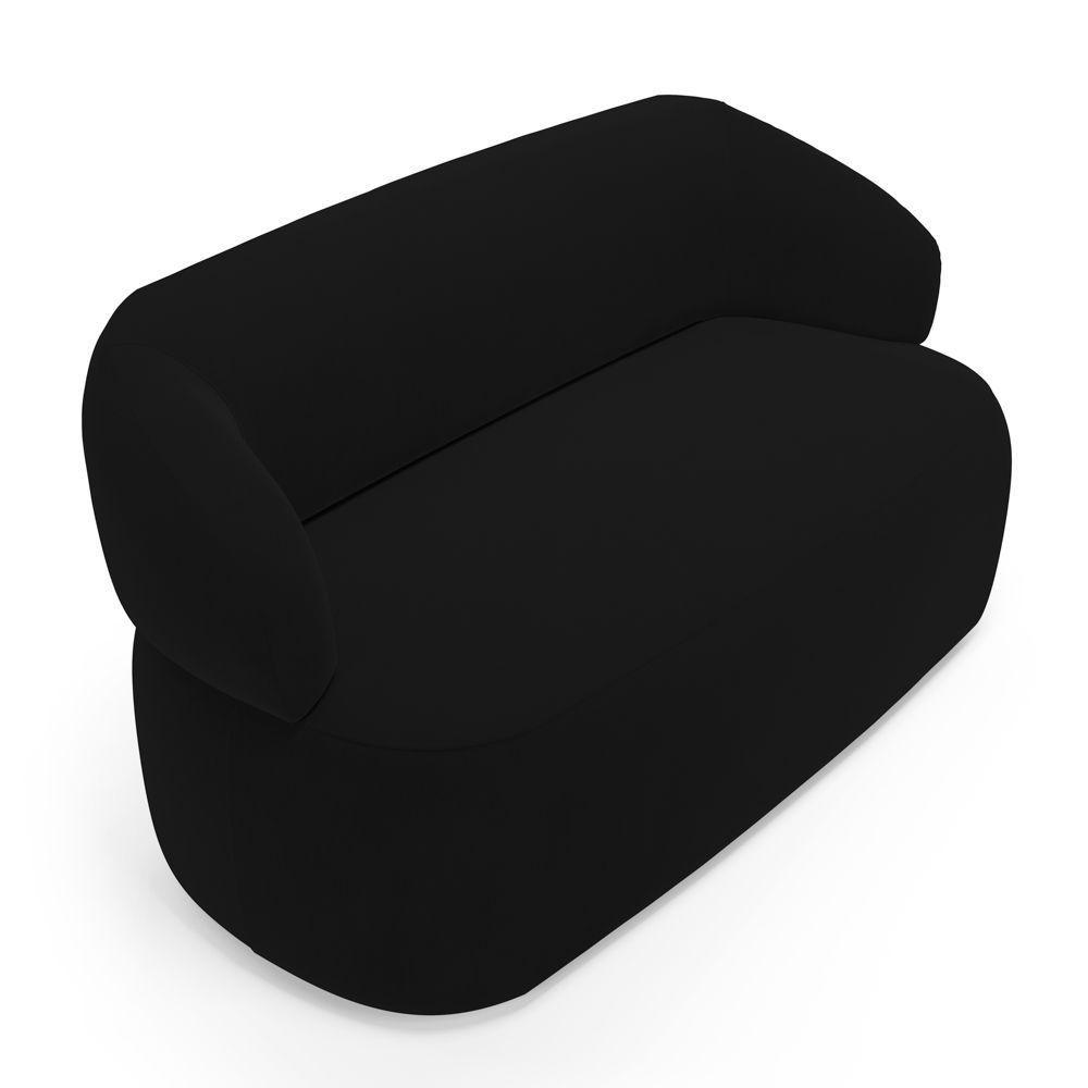 Kit 02 Poltronas Giratória E 01 Sofá Orgânico Glee 02 Lugares 140cm Veludo Preto - Desk Design - 8