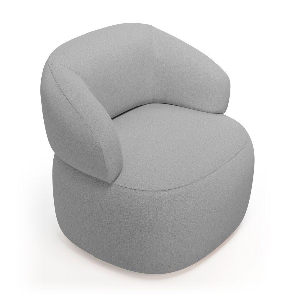 Kit 02 Poltronas Giratória E 01 Sofá Orgânico Glee 03 Lugares 170cm Linho Cinza - Desk Design - 4