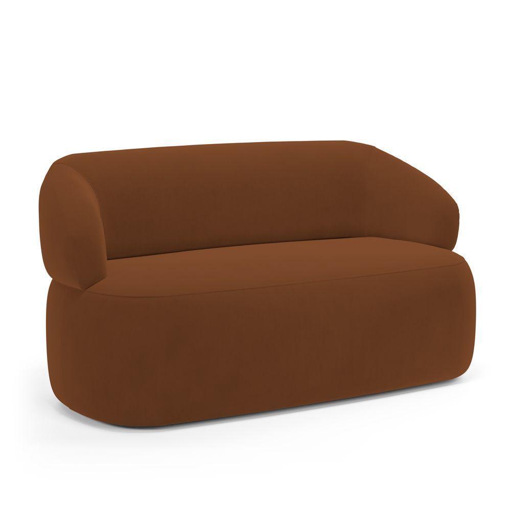 Sofá Orgânico 02 Lugares Living Glee 140cm Veludo Terracota - Desk Design - 2