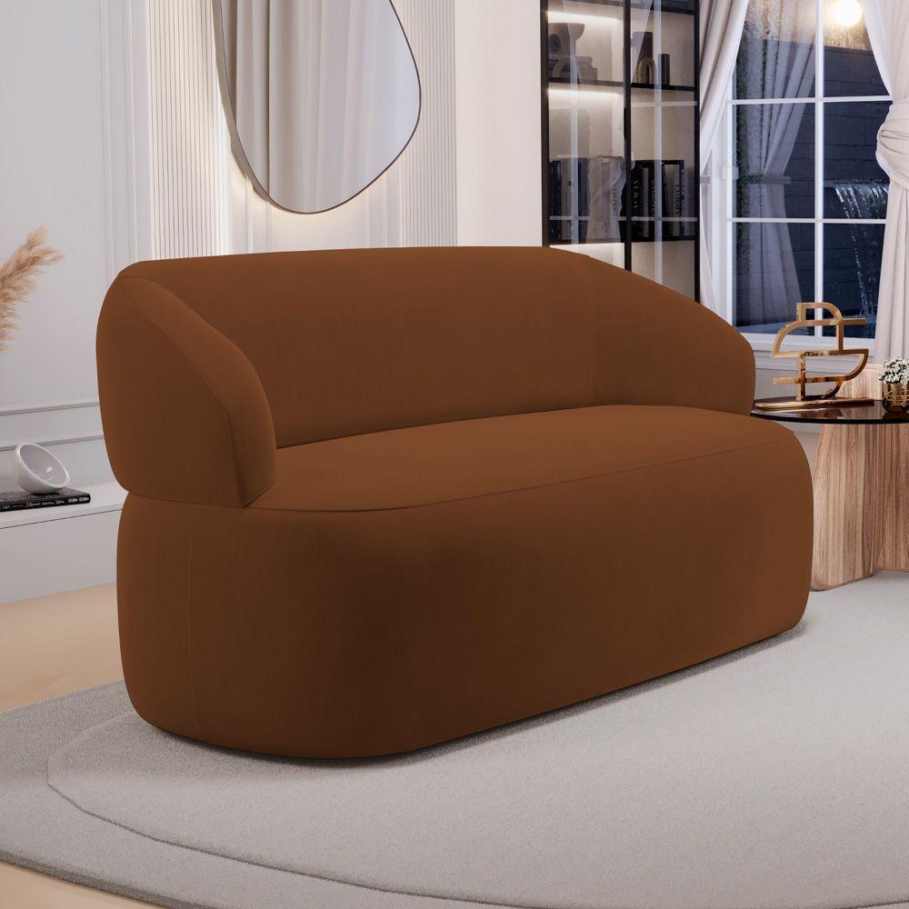 Sofá Orgânico 02 Lugares Living Glee 140cm Veludo Terracota - Desk Design - 4