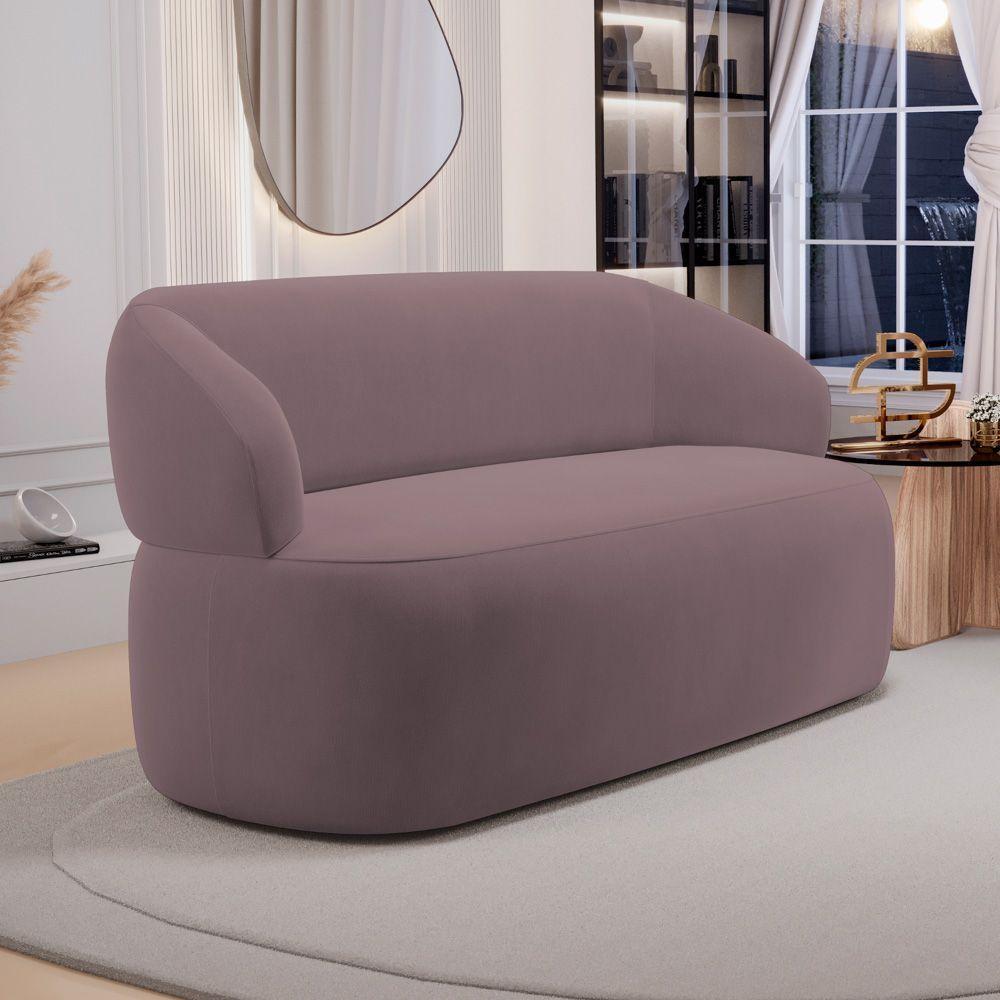 Sofá Orgânico 03 Lugares Living Glee 170cm Veludo Rosê - Desk Design - 7