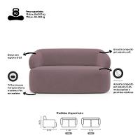 Kit 02 Poltronas Giratória E 01 Sofá Orgânico Glee 03 Lugares 170cm Veludo Rosê - Desk Design - 3