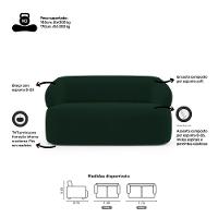 Kit 02 Poltronas Giratória E 01 Sofá Orgânico Glee 03 Lugares 170cm Veludo Verde Escuro Desk Design - 5