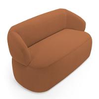 Kit 02 Poltronas Giratória E 01 Sofá Orgânico Glee 02 Lugares 140cm Bouclê Terracota - Desk Design - 6