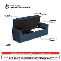 Calçadeira Báu King Size Atena 195cm Capitonê Linho Azul - Desk Design