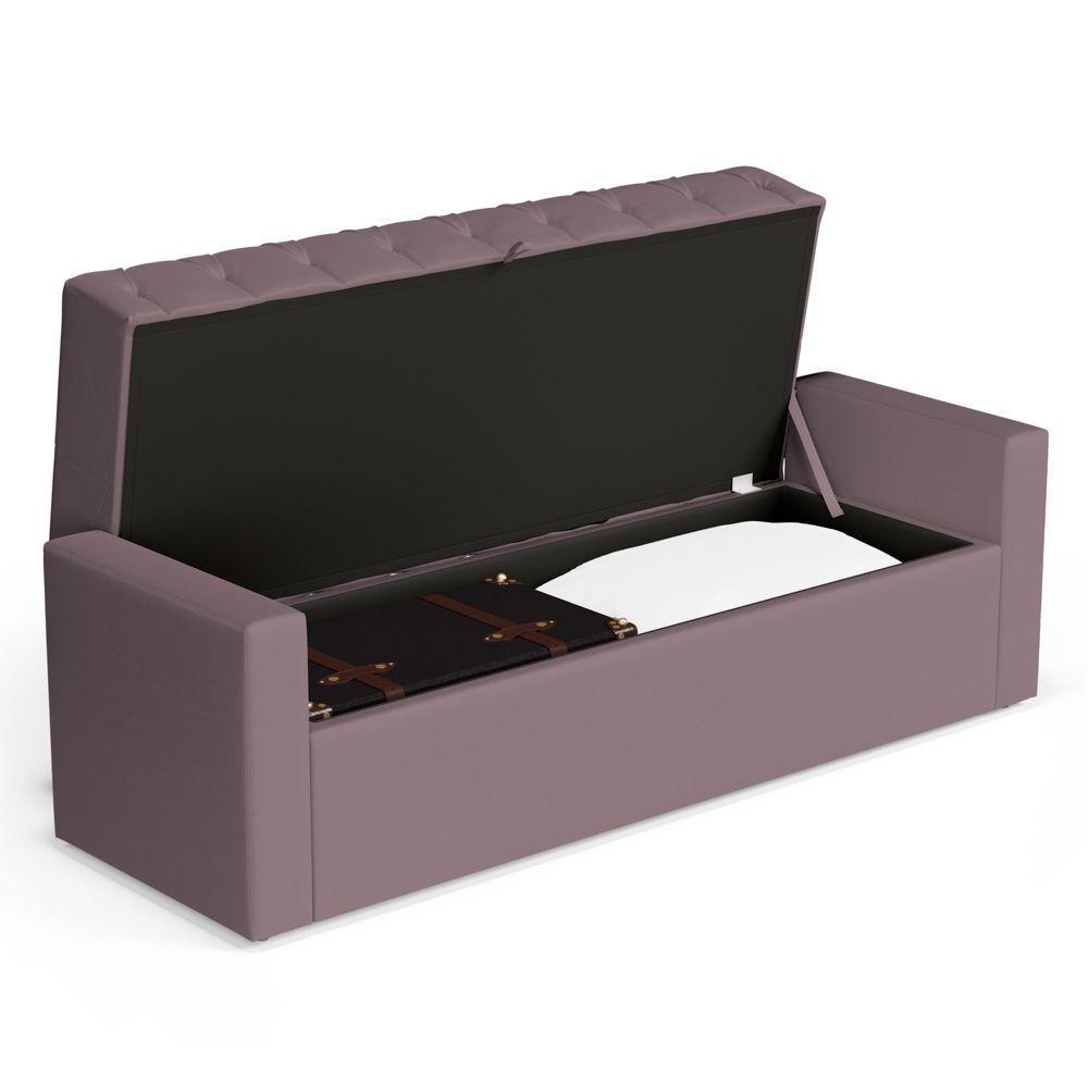 Calçadeira Báu King Size Atena 195cm Capitonê Veludo Rosê - Desk Design - 7