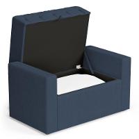 Calçadeira Báu Solteiro Atena 90cm Capitonê Linho Azul - Desk Design - 3