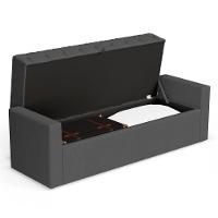 Calçadeira Báu Queen Size Atena 160cm Capitonê Linho Cinza Escuro - Desk Design - 3