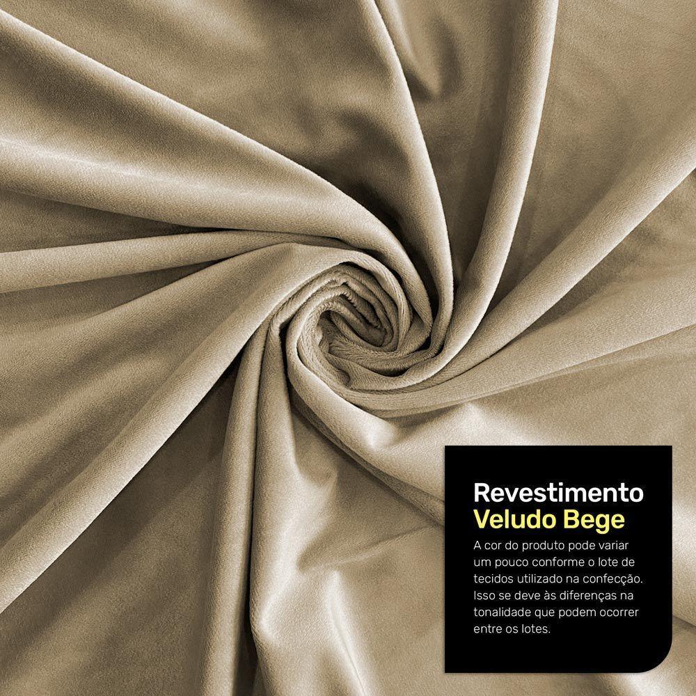 Calçadeira Báu Solteiro Atena 90cm Capitonê Veludo Bege - Desk Design - 2