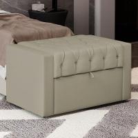 Calçadeira Báu Solteiro Atena 90cm Capitonê Veludo Bege - Desk Design - 6