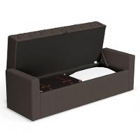 Calçadeira Báu King Size Atena 195cm Capitonê Linho Cacau - Desk Design
